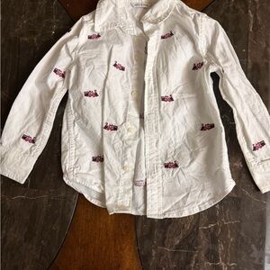 Janie and Jack White Button-Down Shirt with Red Motifs